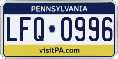 PA license plate LFQ0996