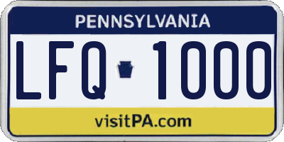 PA license plate LFQ1000