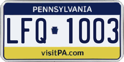 PA license plate LFQ1003