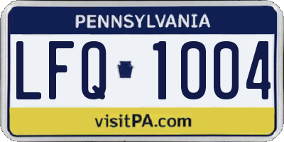 PA license plate LFQ1004