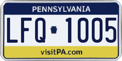 PA license plate LFQ1005