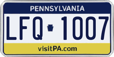 PA license plate LFQ1007