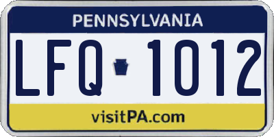 PA license plate LFQ1012
