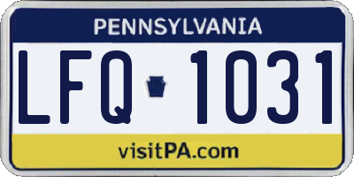 PA license plate LFQ1031