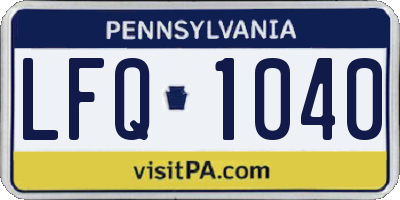PA license plate LFQ1040