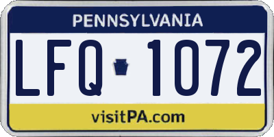 PA license plate LFQ1072