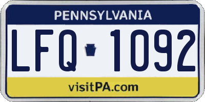 PA license plate LFQ1092