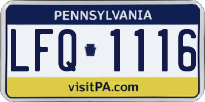 PA license plate LFQ1116