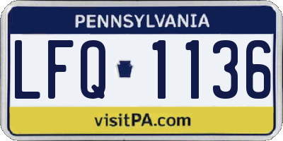 PA license plate LFQ1136