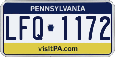 PA license plate LFQ1172