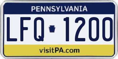 PA license plate LFQ1200
