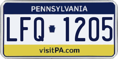 PA license plate LFQ1205