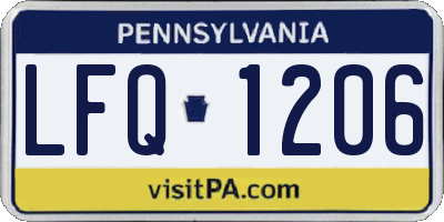 PA license plate LFQ1206