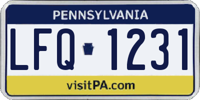 PA license plate LFQ1231