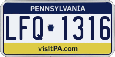 PA license plate LFQ1316