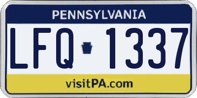PA license plate LFQ1337