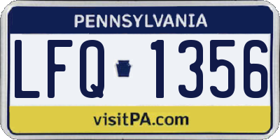 PA license plate LFQ1356