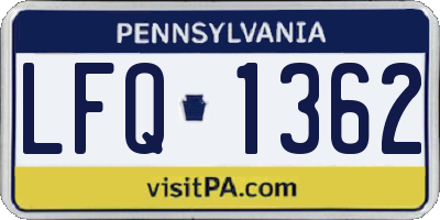 PA license plate LFQ1362