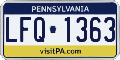PA license plate LFQ1363