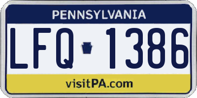 PA license plate LFQ1386