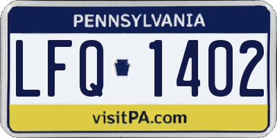 PA license plate LFQ1402
