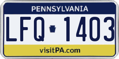 PA license plate LFQ1403