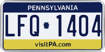 PA license plate LFQ1404