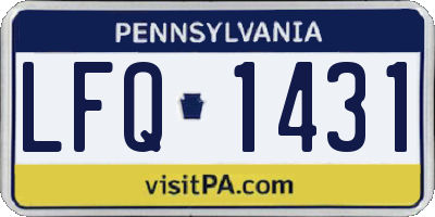 PA license plate LFQ1431