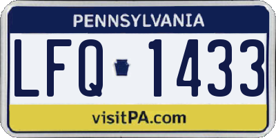 PA license plate LFQ1433
