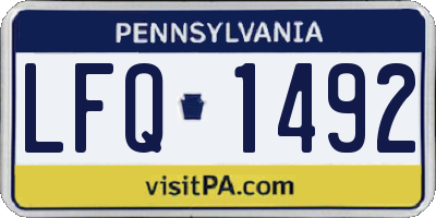 PA license plate LFQ1492