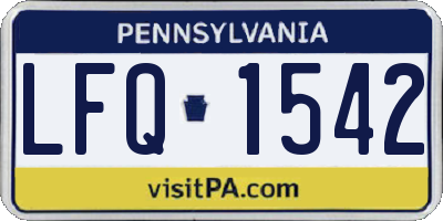 PA license plate LFQ1542