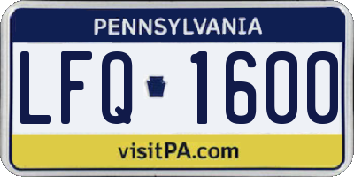 PA license plate LFQ1600