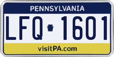 PA license plate LFQ1601