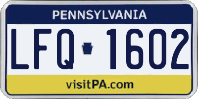 PA license plate LFQ1602