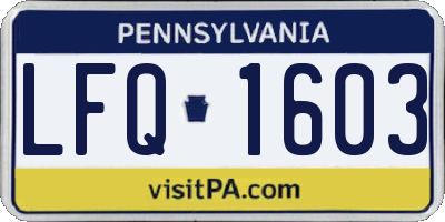 PA license plate LFQ1603