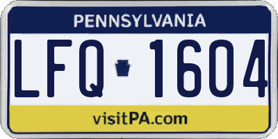 PA license plate LFQ1604