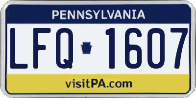 PA license plate LFQ1607