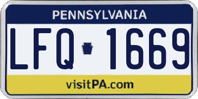 PA license plate LFQ1669