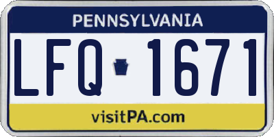 PA license plate LFQ1671