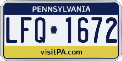PA license plate LFQ1672