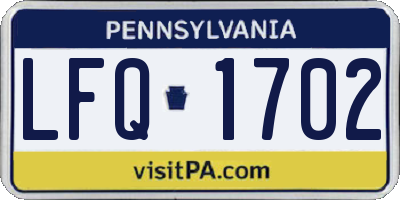 PA license plate LFQ1702