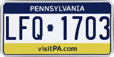 PA license plate LFQ1703