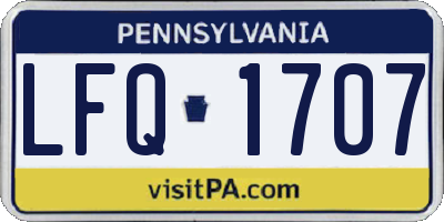 PA license plate LFQ1707