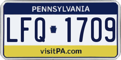 PA license plate LFQ1709