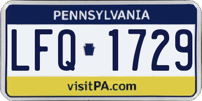 PA license plate LFQ1729