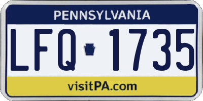 PA license plate LFQ1735