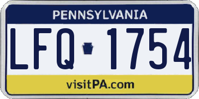 PA license plate LFQ1754