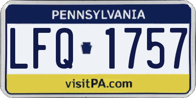PA license plate LFQ1757