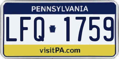 PA license plate LFQ1759