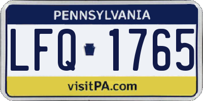 PA license plate LFQ1765